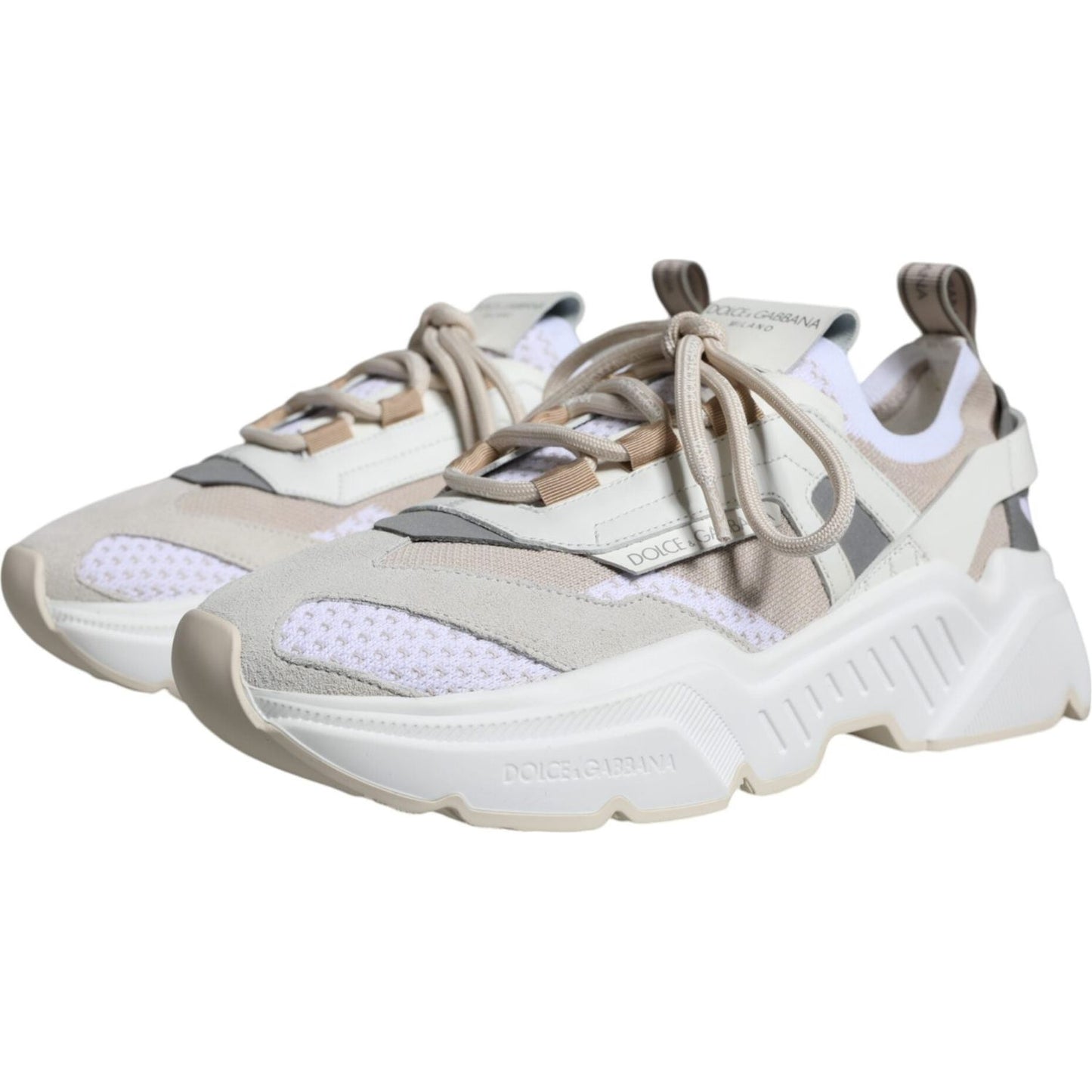 Dolce & Gabbana White Beige Leather Sport DAYMASTER Sneakers Shoes Dolce & Gabbana