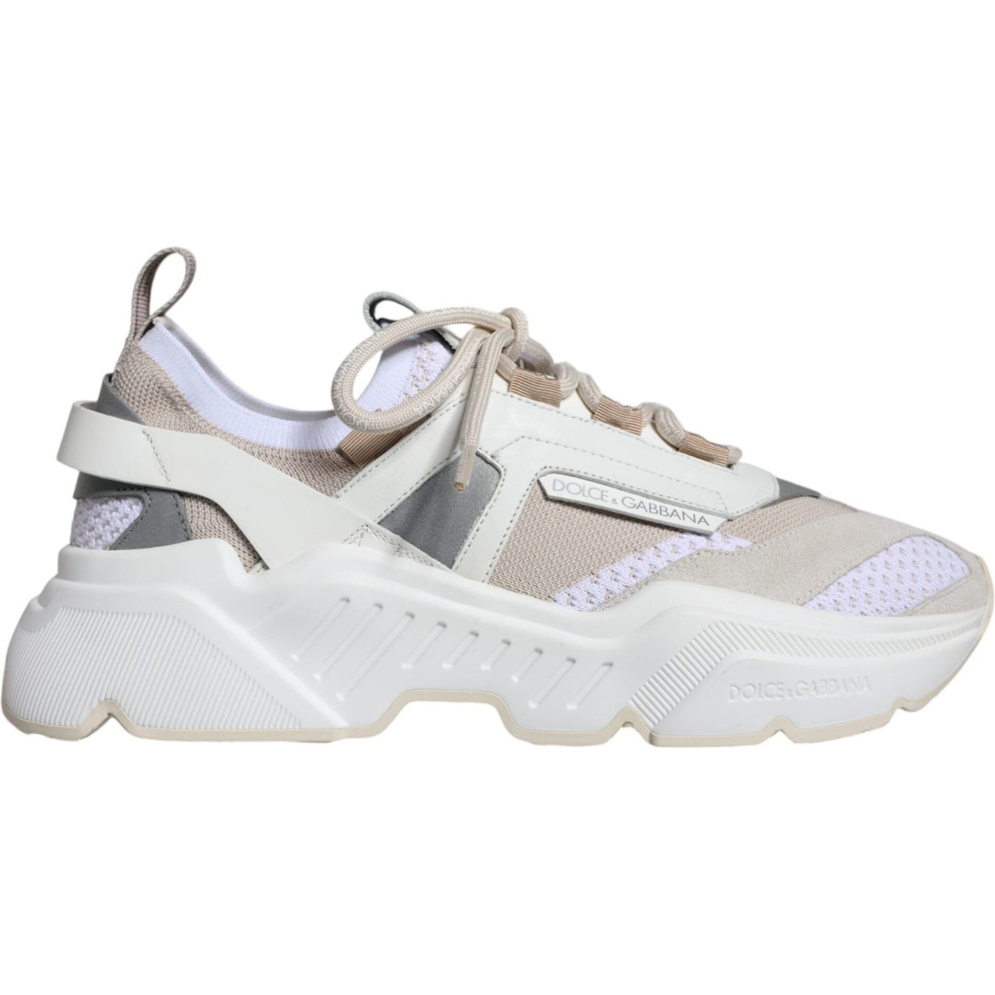 Dolce & Gabbana White Beige Leather Sport DAYMASTER Sneakers Shoes Dolce & Gabbana