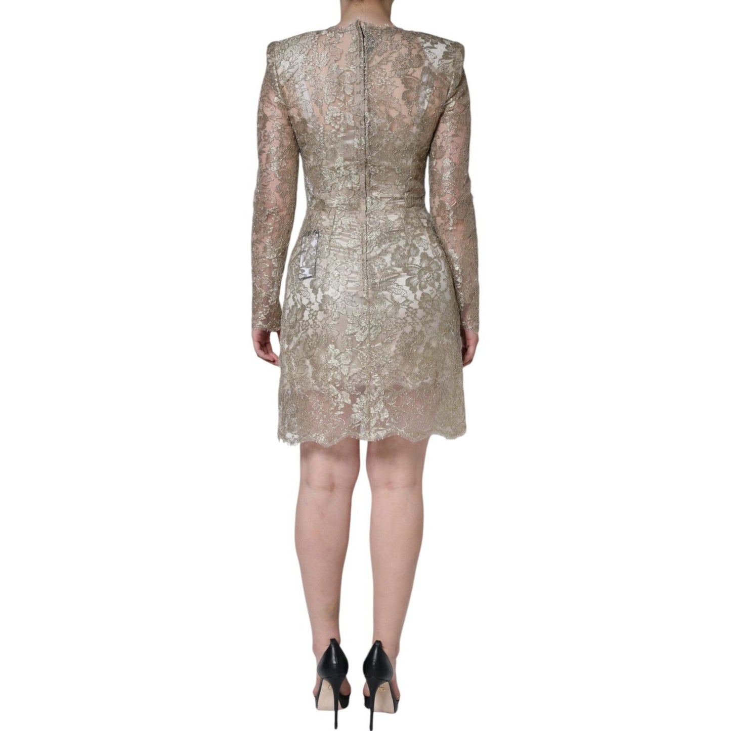 Dolce & Gabbana Gold Floral Lace A-line Sheath Mini Dress Dolce & Gabbana