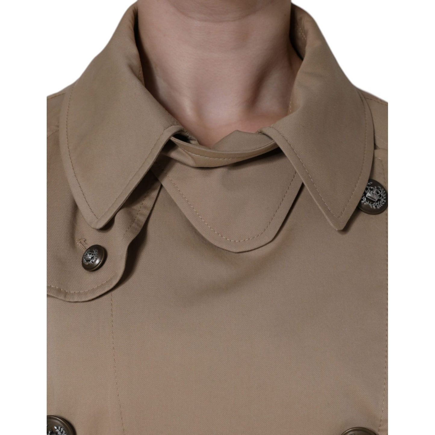 Dolce & Gabbana Khaki Double Breasted Trench Coat Jacket Dolce & Gabbana