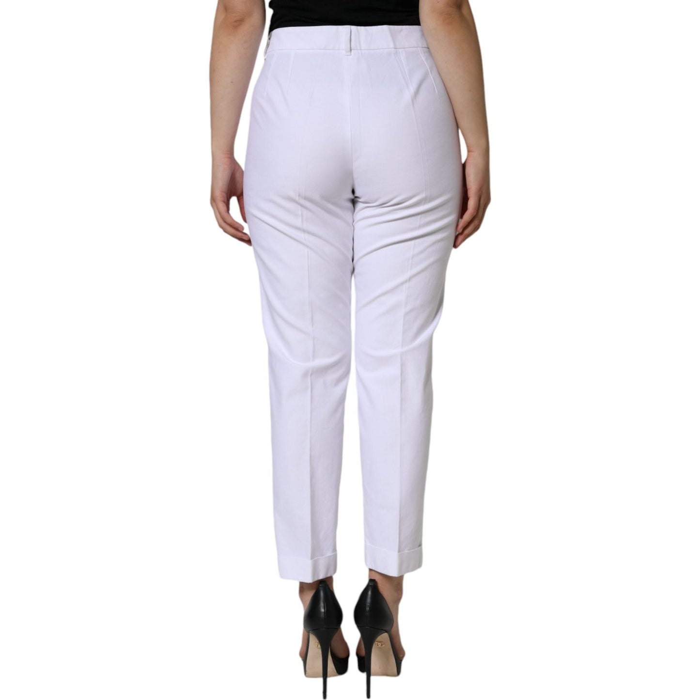 Dolce & Gabbana White Cotton Stretch Tapered Pants Dolce & Gabbana