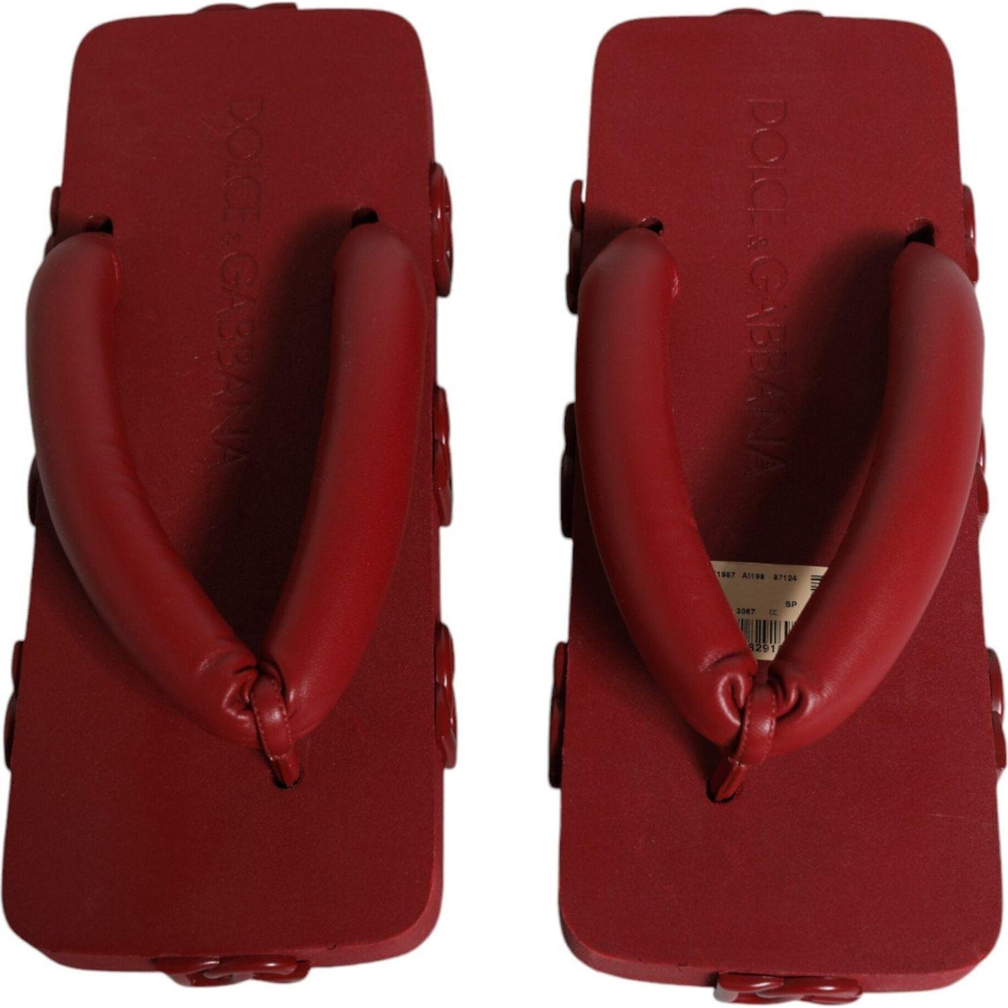 Dolce & Gabbana Red Rubber Slides Sandals Flip Flops Shoes Dolce & Gabbana