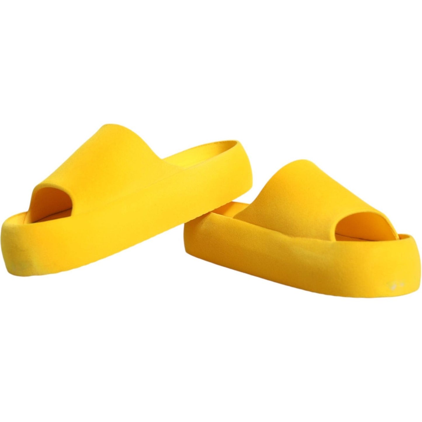 Dolce & Gabbana Yellow Rubber Slides Sandals Beachwear Shoes Dolce & Gabbana