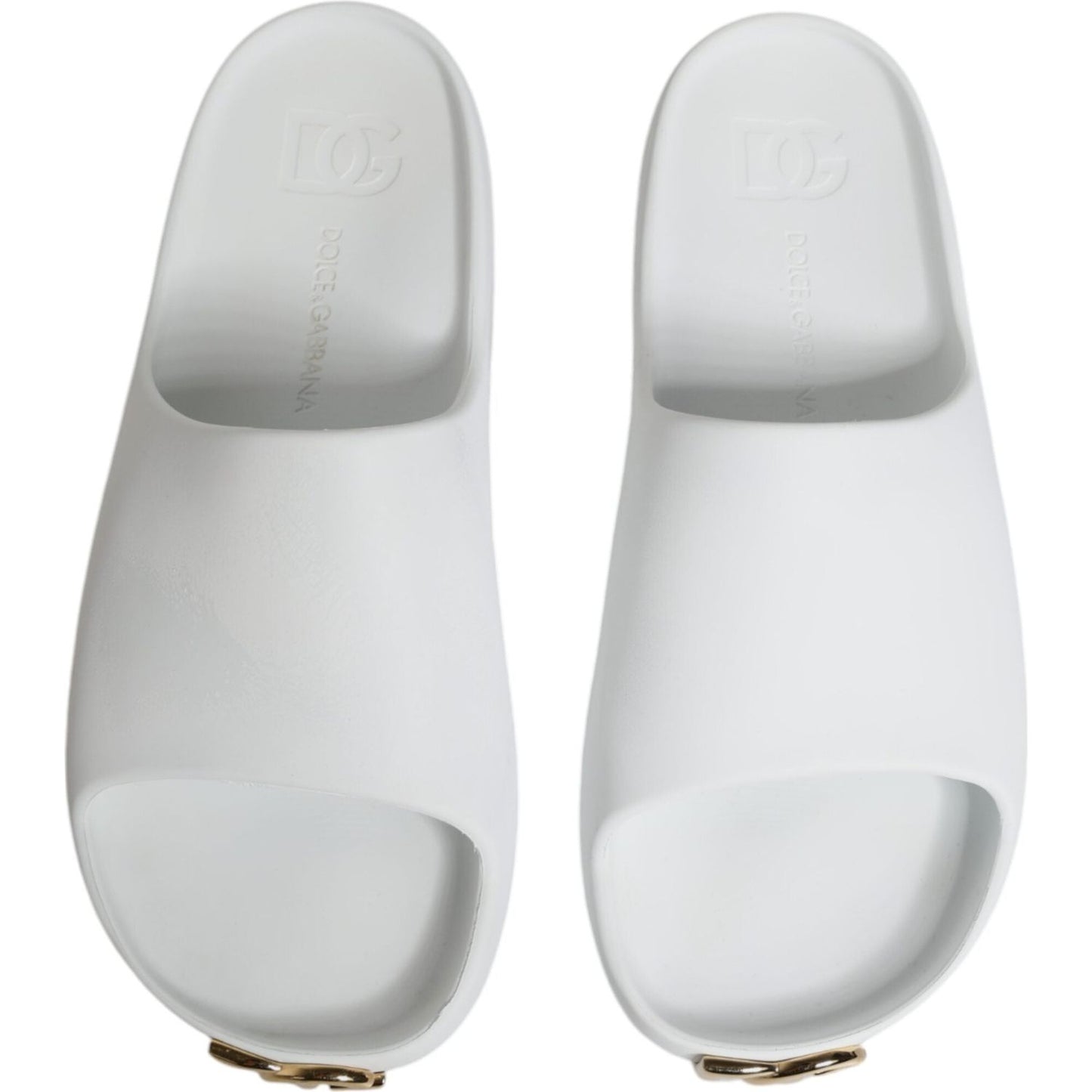 Dolce & Gabbana White Rubber Slides Sandals Beachwear Shoes Dolce & Gabbana