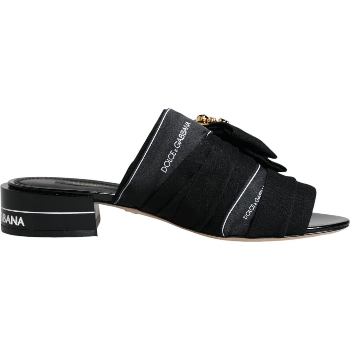 Dolce & Gabbana Black White Crystal Slides Sandals Shoes Dolce & Gabbana