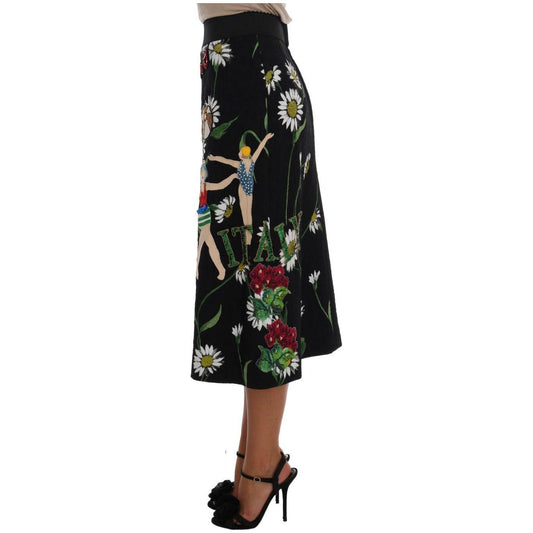 Dolce & Gabbana Embellished A-Line Mid-Calf Skirt Dolce & Gabbana