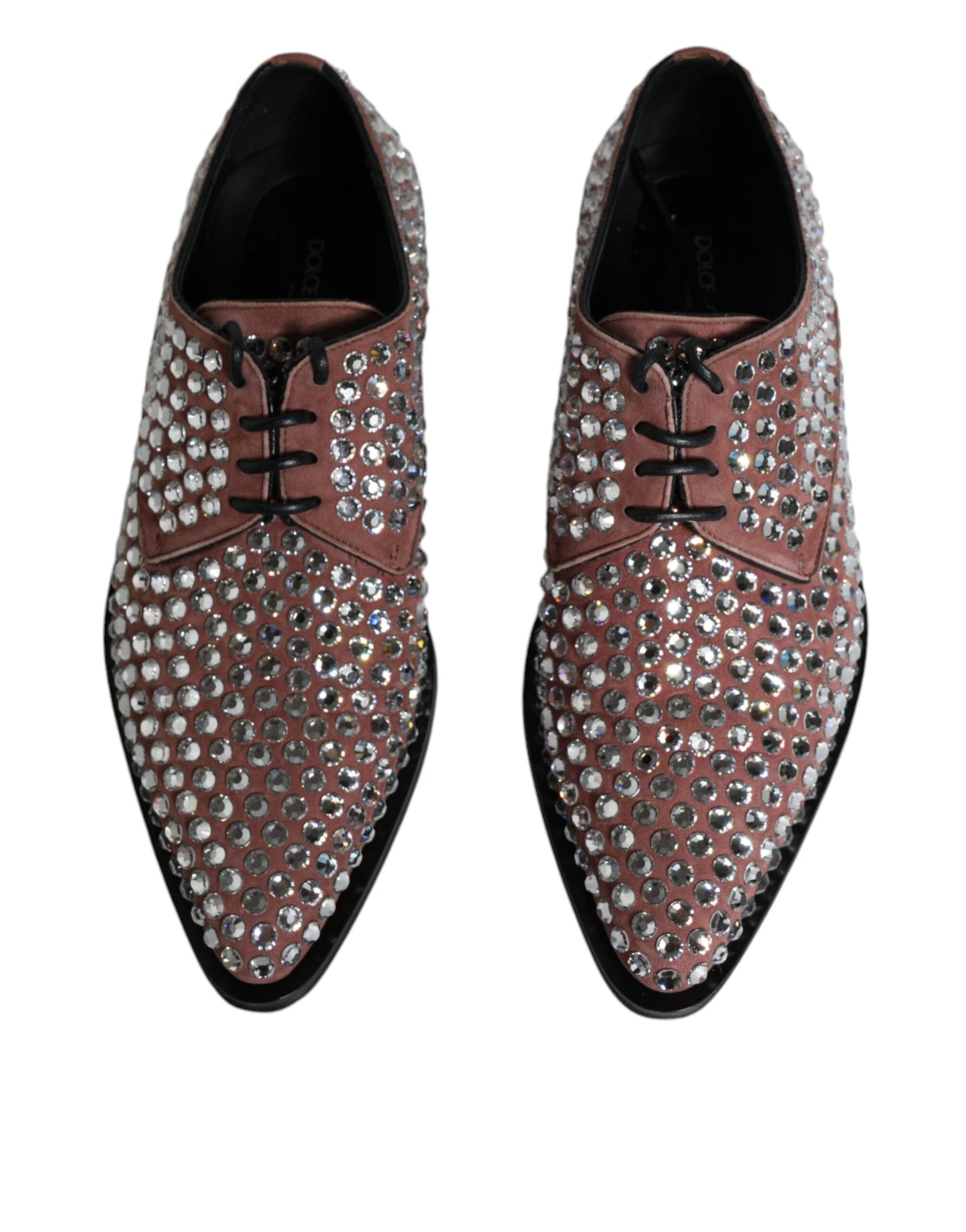 Dolce & Gabbana Brown Strass Embellished Derby Dress Shoes Dolce & Gabbana