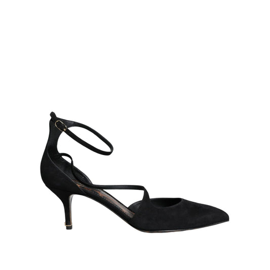 Dolce & Gabbana Black Suede Ankle Strap Heels Pumps Shoes