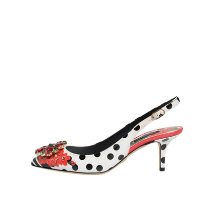 Dolce & Gabbana Multicolor Crystal Heels Slingback Shoes