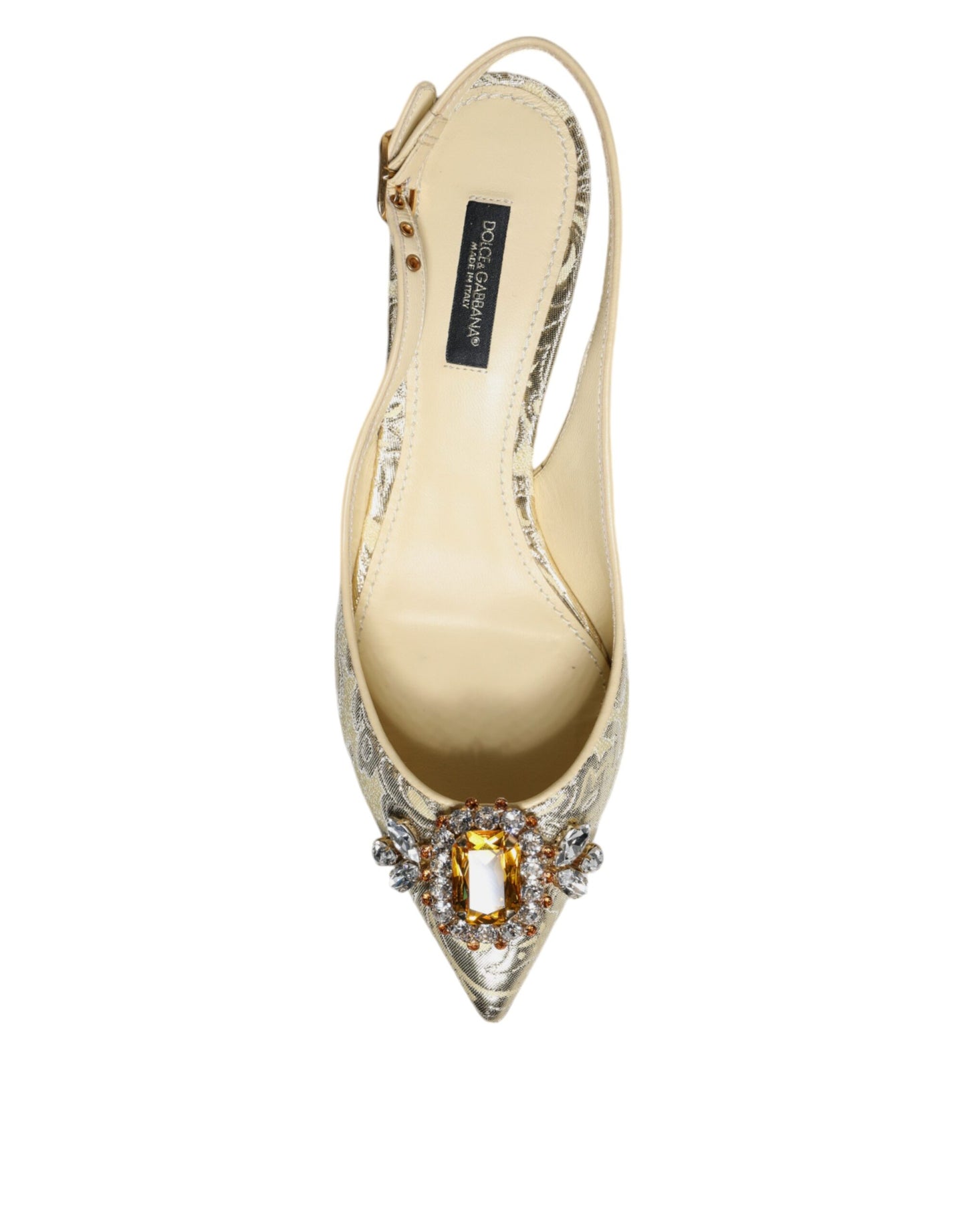 Dolce & Gabbana Gold Crystal Pumps Heels Slingbacks Shoes Dolce & Gabbana