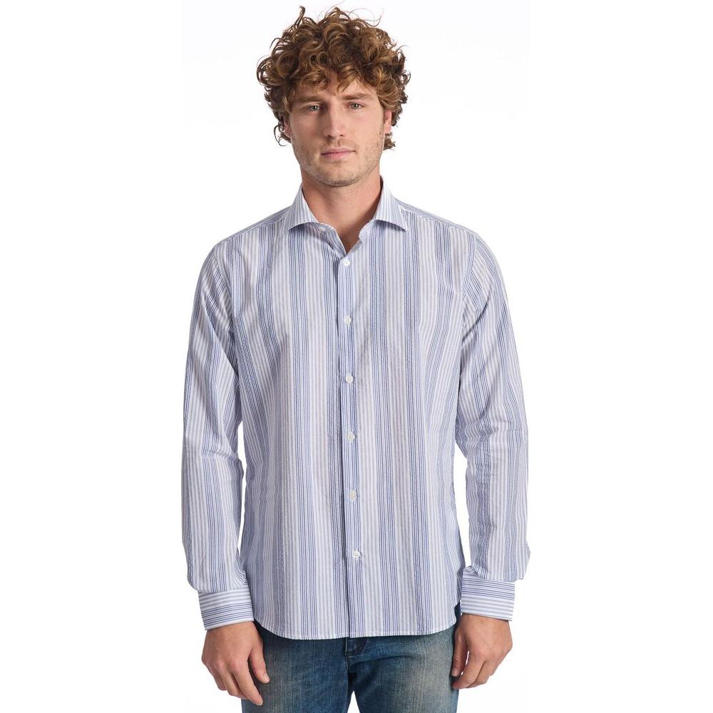 Baldinini Trend Light Blue Cotton Men Shirt Baldinini Trend