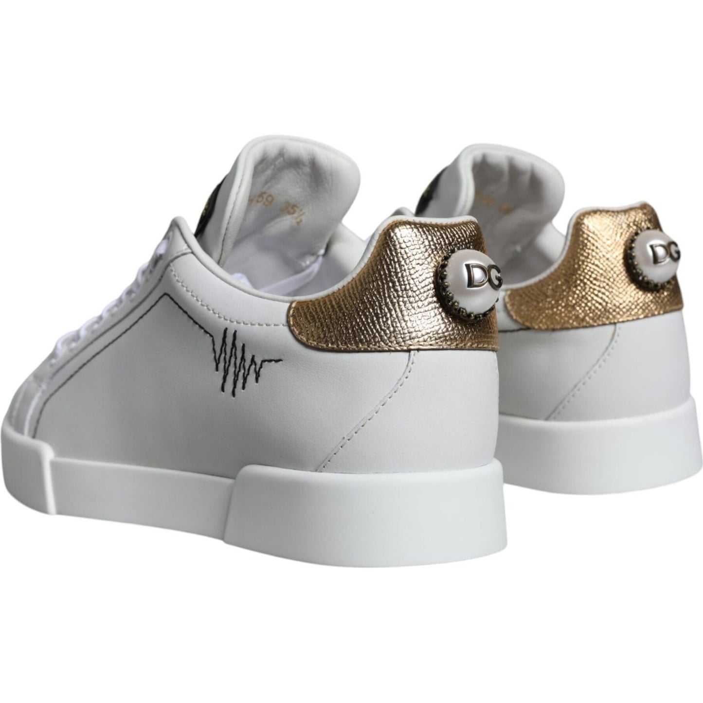 Dolce & Gabbana White Leather Portofino Low Top Sneaker Shoes Dolce & Gabbana