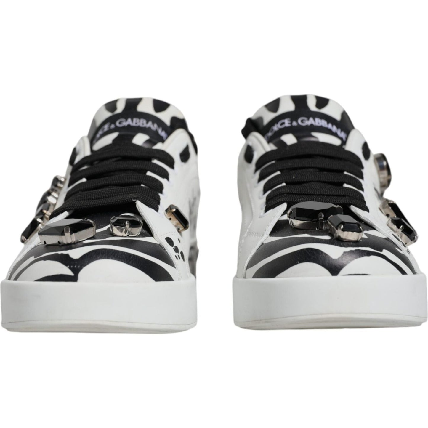 Dolce & Gabbana White Crystal Portofino Low Top Sneaker Shoes Dolce & Gabbana