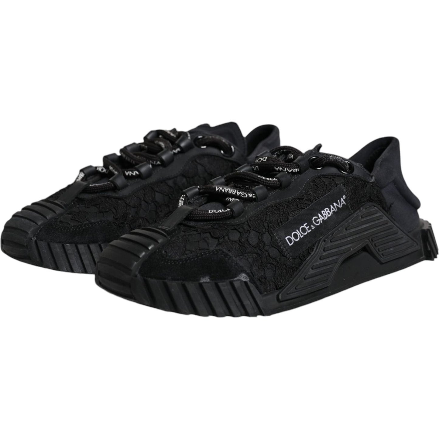 Dolce & Gabbana Black Lace Up Low Top NS1 Sneakers Shoes Dolce & Gabbana