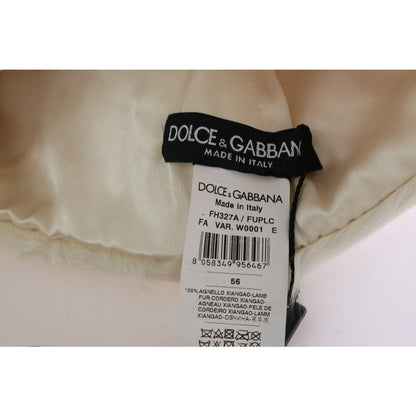 Dolce & Gabbana White Xiangao Lamb Fur Beanie