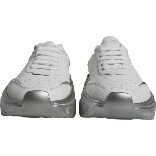 Dolce & Gabbana Silver White Daymaster Low Top Sneakers Shoes Dolce & Gabbana