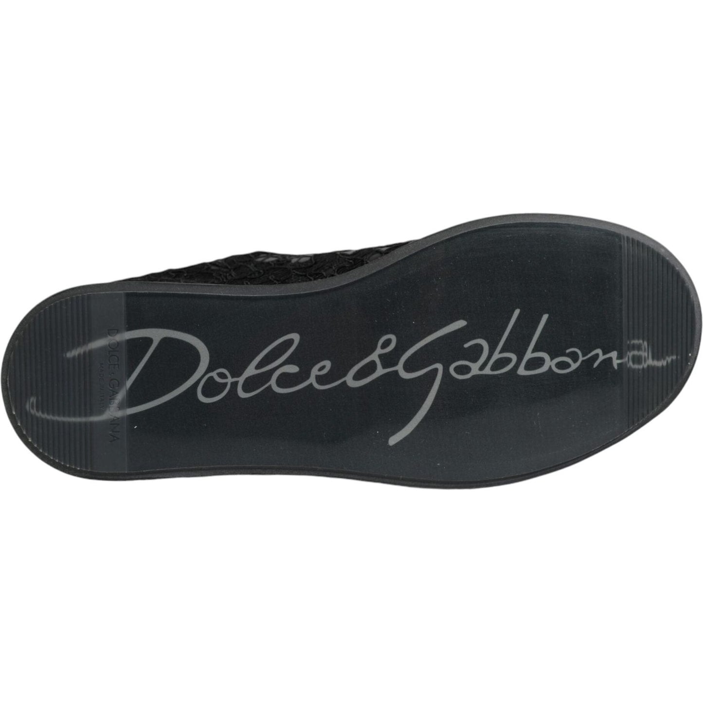 Dolce & Gabbana Black Lace Leather Low Top Sneakers Shoes Dolce & Gabbana