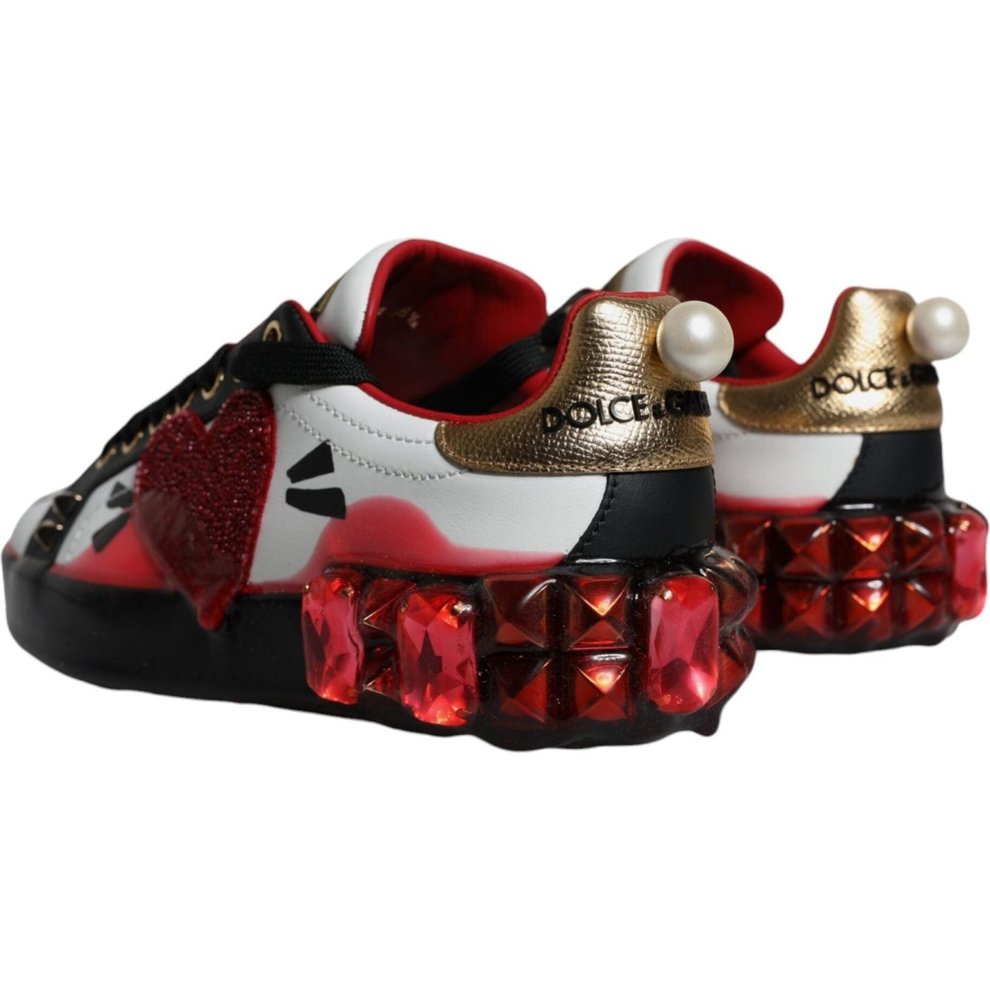 Dolce & Gabbana White Red Crystals Portofino Sneakers Shoes Dolce & Gabbana