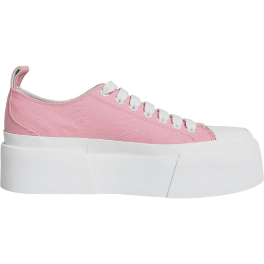 Dolce & Gabbana Pink White Canvas Logo Low Top Sneakers Shoes 1728,67345645728,Dolce & Gabbana,EU39/US8.5,Material: 85% Cotton 15% Calf Leather,New with tags,Pink,Shoes,Sneakers - Women - Shoes,Women,Women - Shoes Dolce & Gabbana LA12018-39