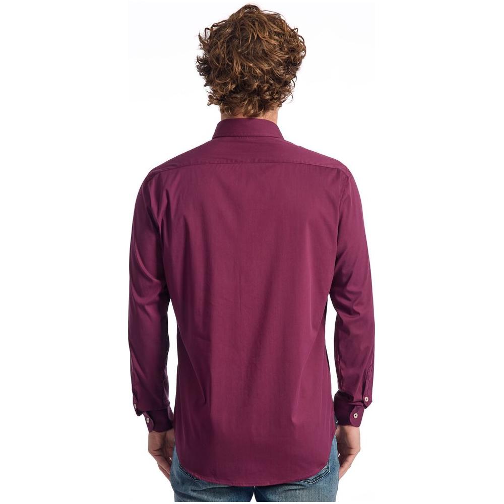 Baldinini Trend Burgundy Cotton Men Shirt Baldinini Trend