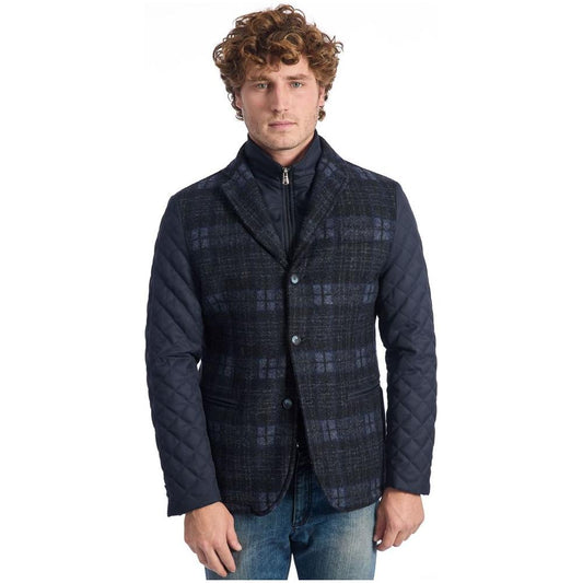 Roberto Pepe Luxury Blue Wool Men Jacket Roberto Pepe Luxury