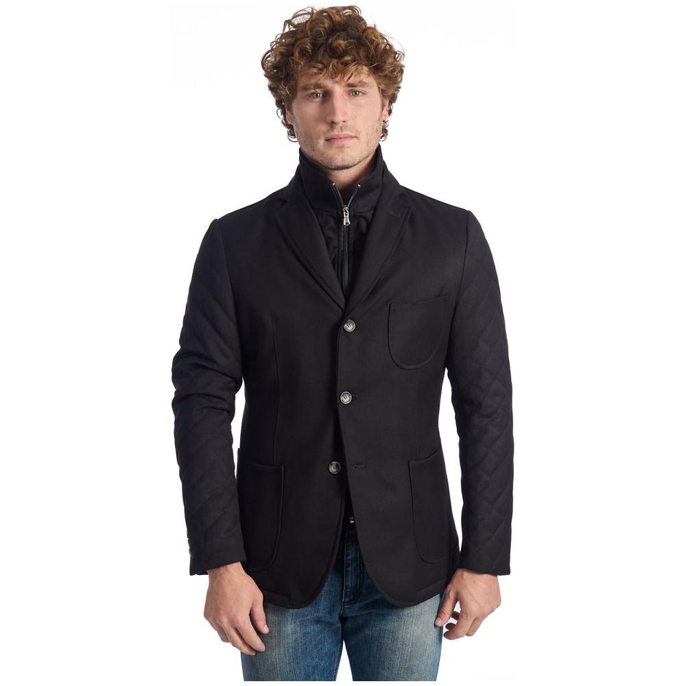 Roberto Pepe Luxury Black Viscose Men Jacket Roberto Pepe Luxury