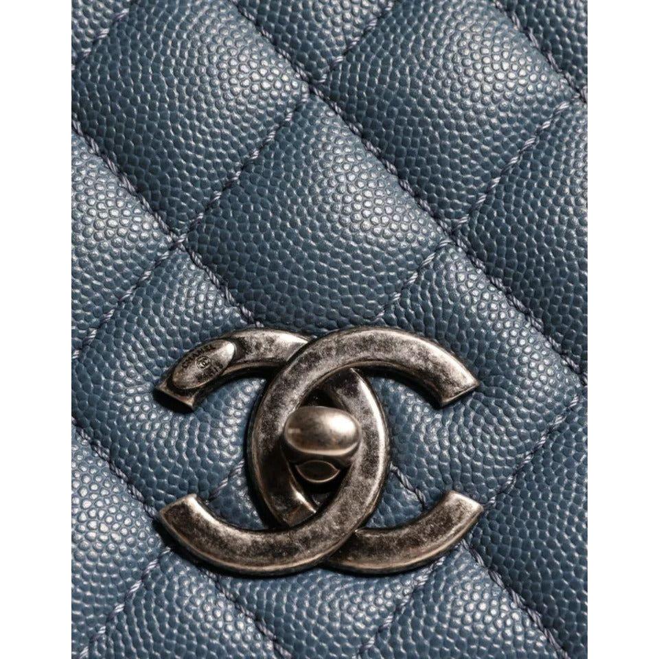 Chanel Dark Blue Flap Top Medium Coco Handle Bag Chanel