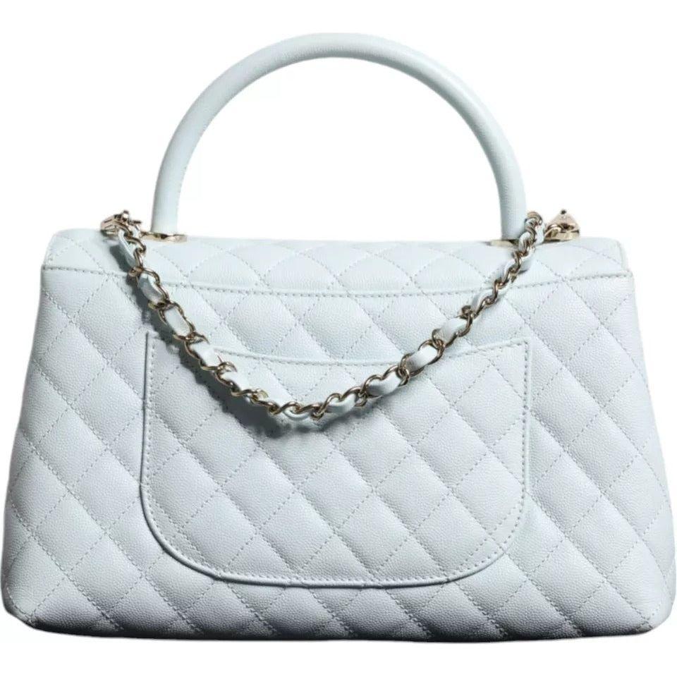 Chanel Blue Flap Top Handle Medium Robin Egg Coco Handle Bag Chanel