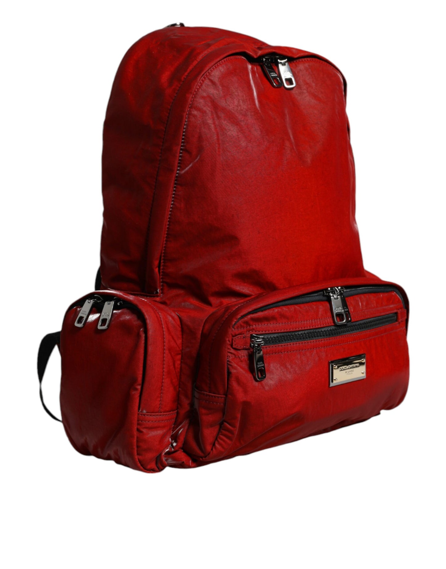 Dolce & Gabbana Red Patent Leather Logo Plaque Backpack Bag Dolce & Gabbana