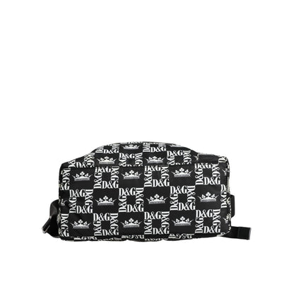 Dolce & Gabbana Black White DG Crown Logo Nylon Backpack Bag