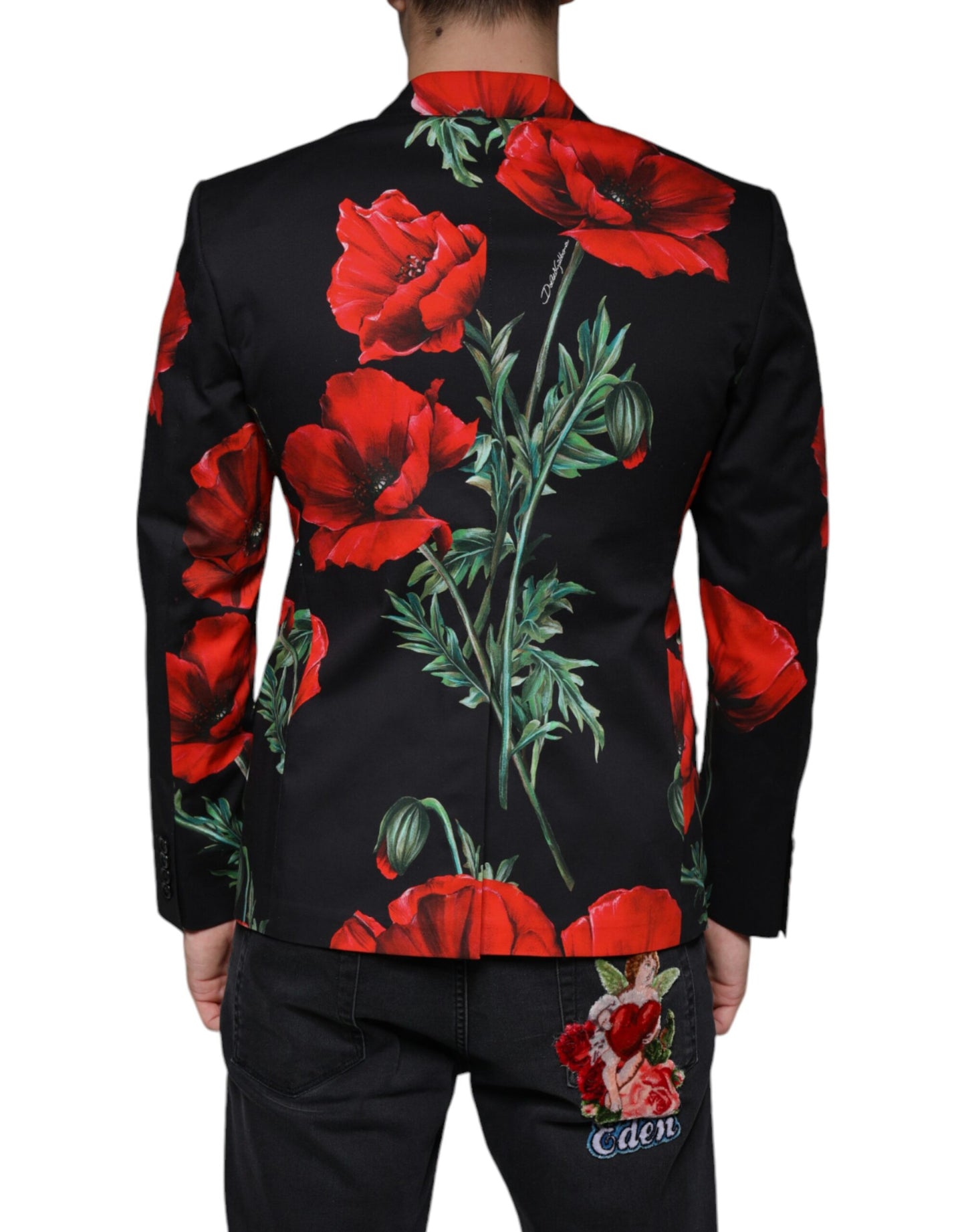 Dolce & Gabbana Black Floral Double Breasted Dress Blazer Dolce & Gabbana