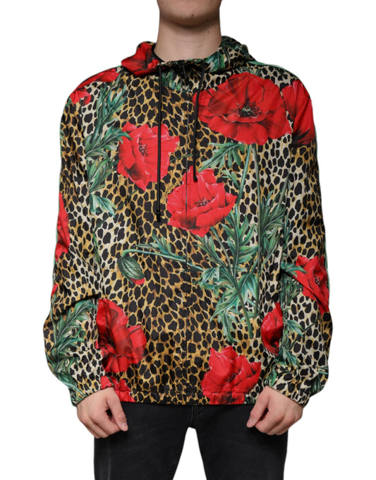 Dolce & Gabbana Multicolor Leopard Floral Hooded Jacket Dolce & Gabbana