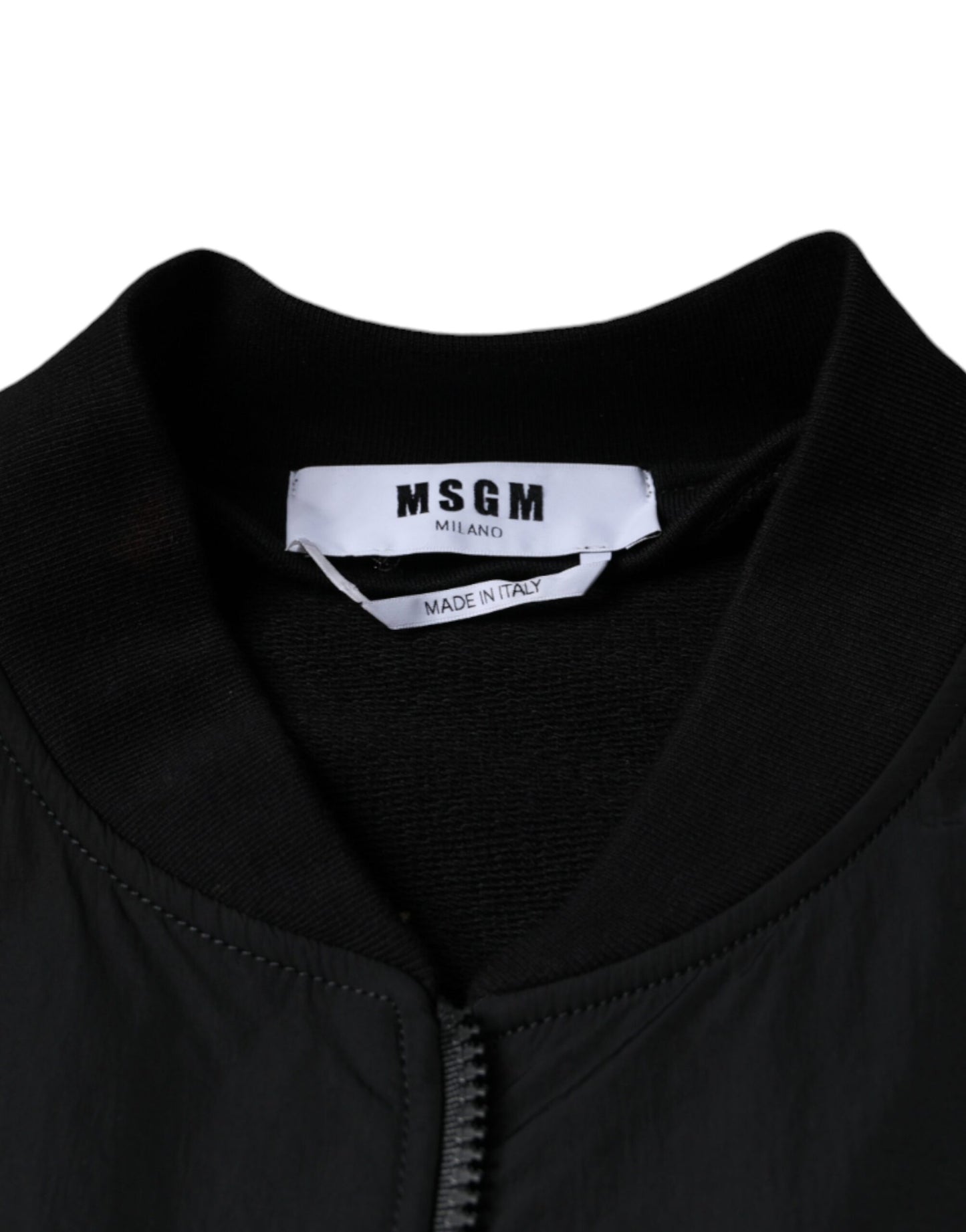 MSGM Black Cotton Full Zip Bomber Long Sleeves Jacket MSGM