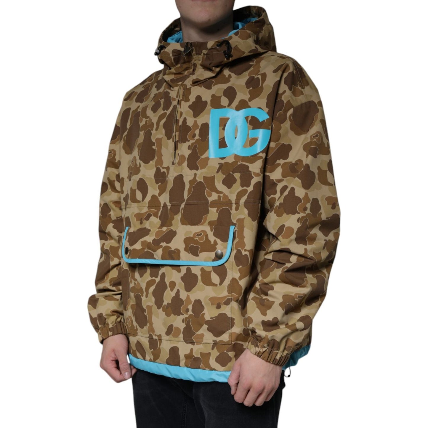 Dolce & Gabbana Brown Camouflage Hooded Pullover Jacket Dolce & Gabbana