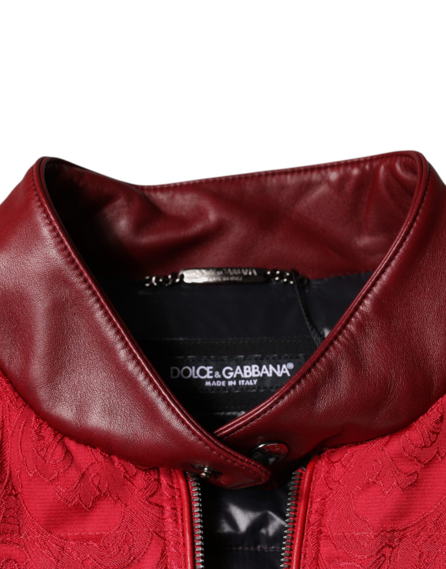 Dolce & Gabbana Red Quilted Bomber Gold Crown Logo Jacket Dolce & Gabbana