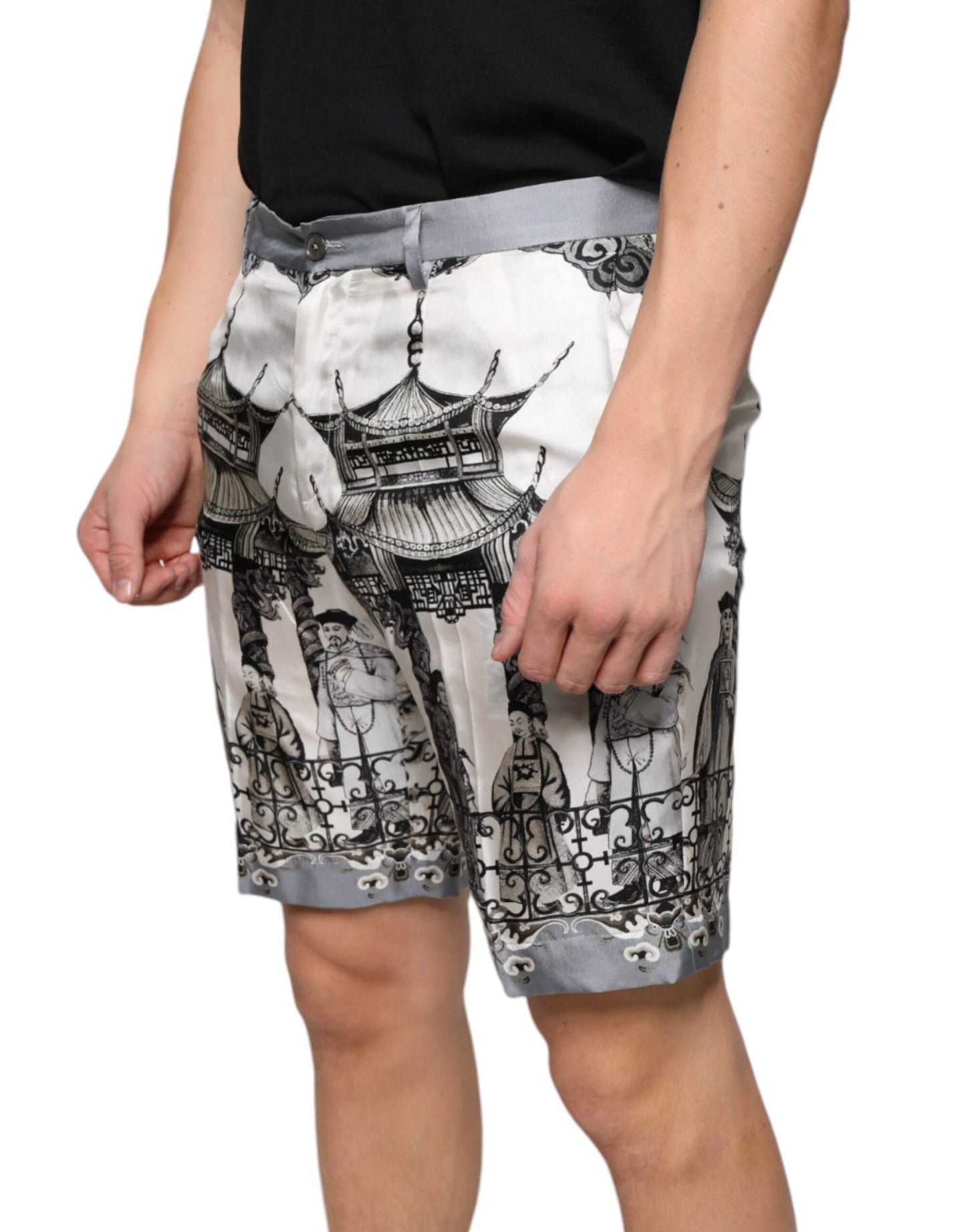 Dolce & Gabbana Multicolor Printed Silk Men Bermuda Shorts Dolce & Gabbana