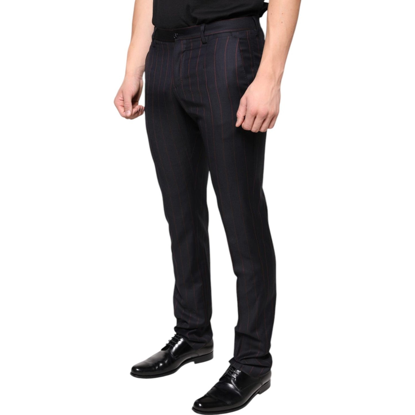 Dolce & Gabbana Black Stripes Skinny Men Dress Pants Dolce & Gabbana