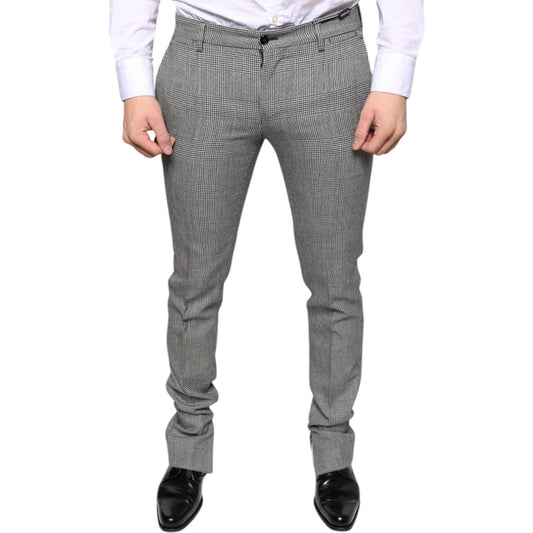 Dolce & Gabbana Gray Check Tartan Wool Skinny Pants Dolce & Gabbana