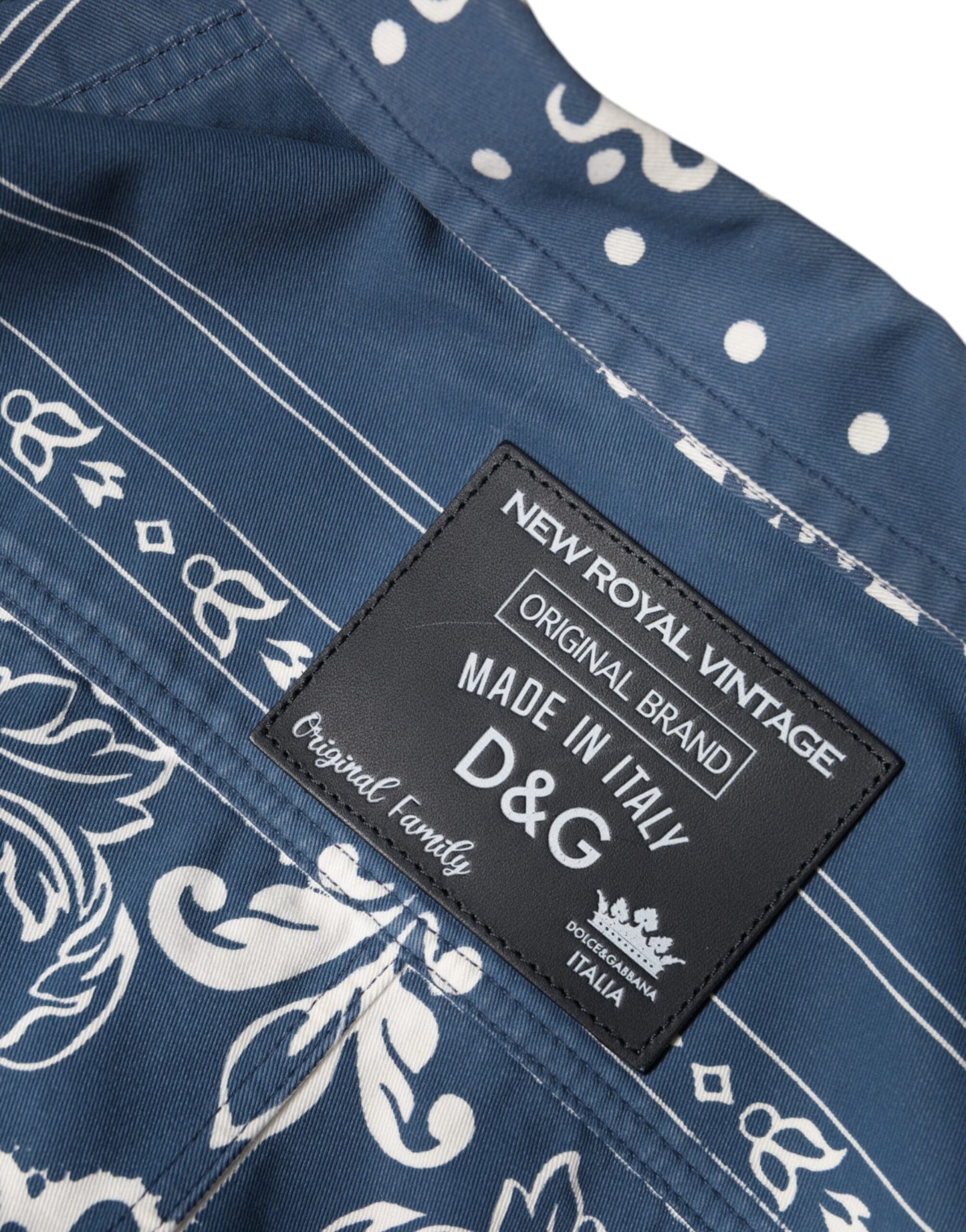 Dolce & Gabbana Blue White Bandana Print Cotton Casual Shirt Dolce & Gabbana