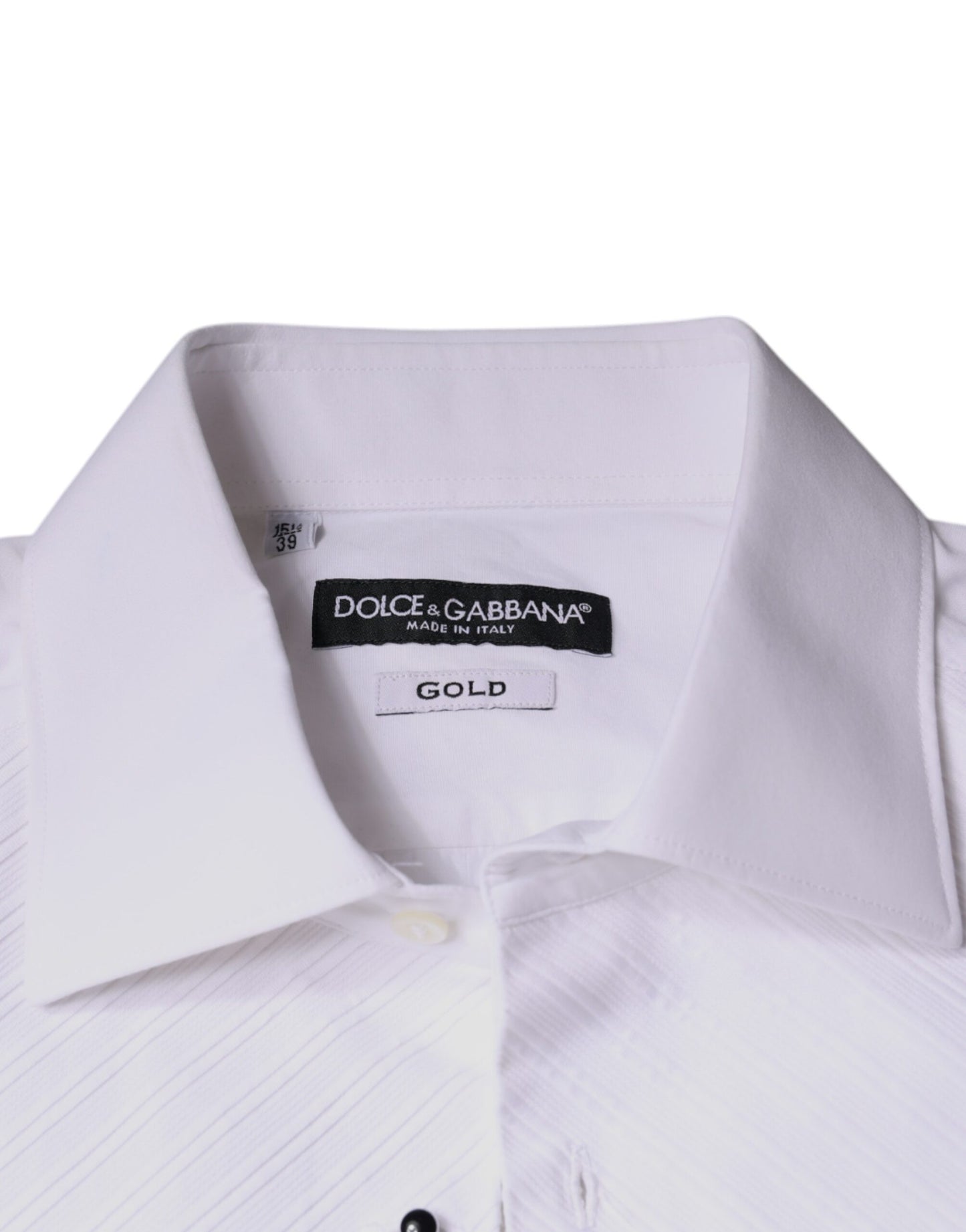 Dolce & Gabbana White Bib Cotton Poplin GOLD Men Formal Shirt Dolce & Gabbana