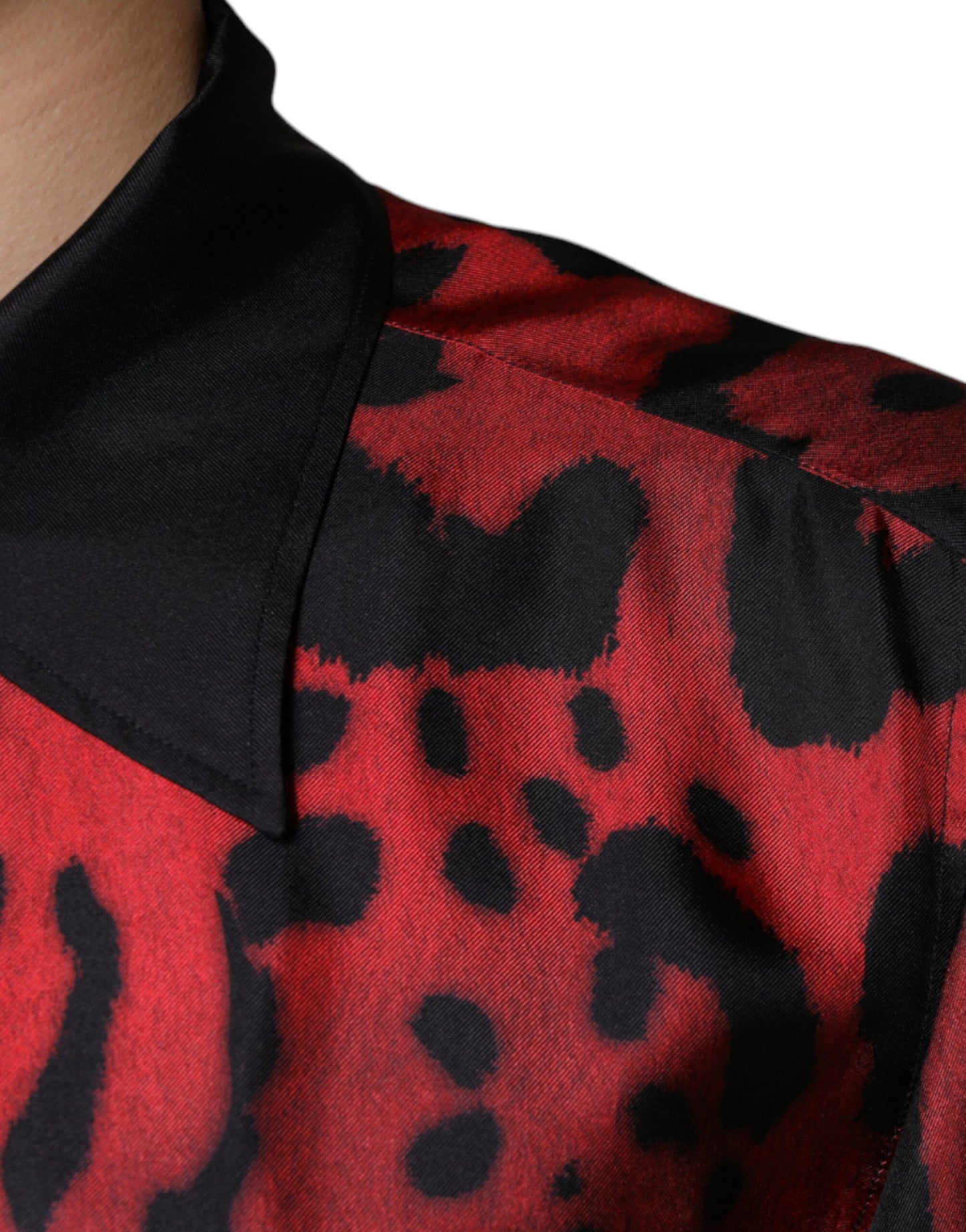 Dolce & Gabbana Red Leopard Silk Button Down Casual Shirt Dolce & Gabbana