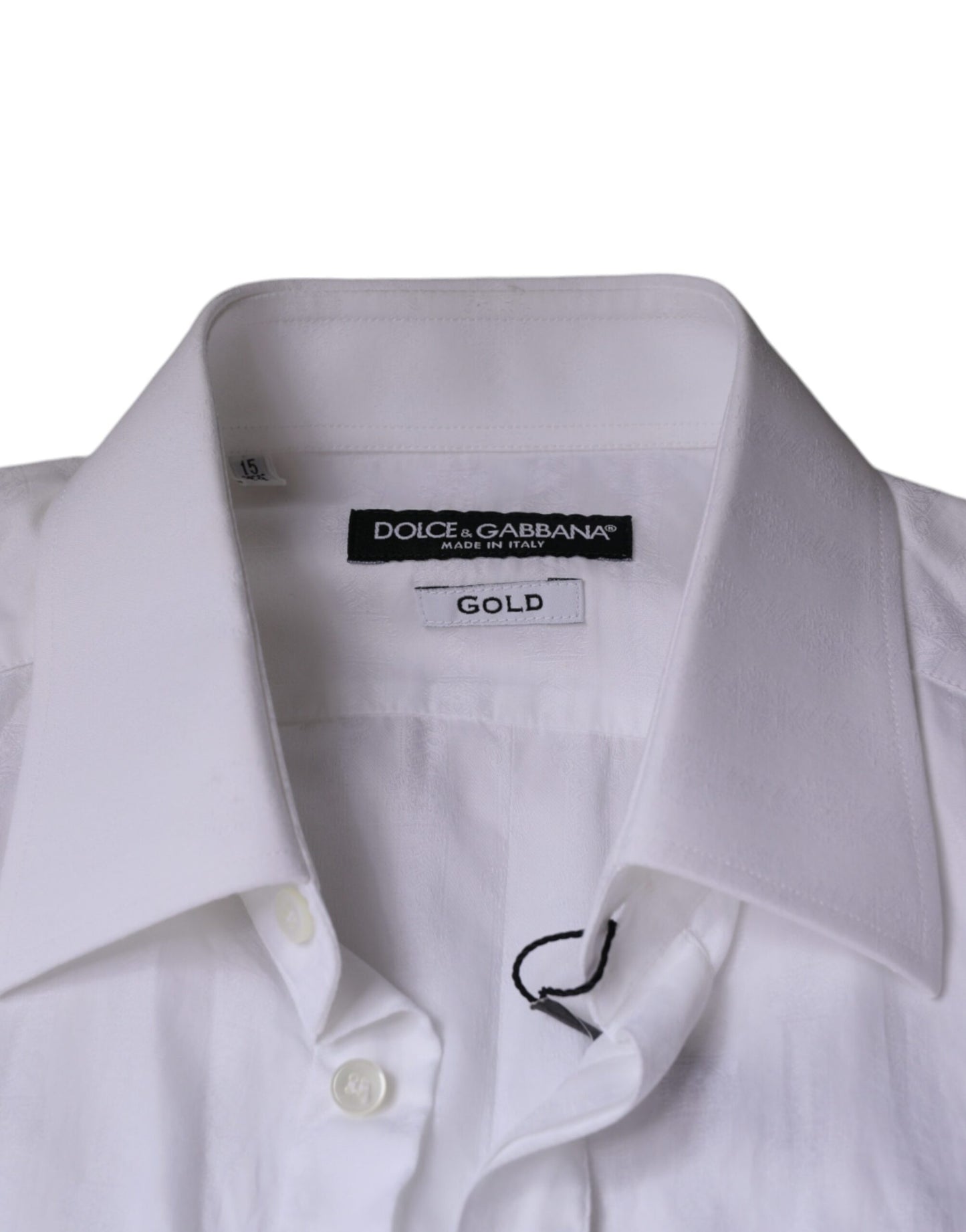 Dolce & Gabbana White Cotton Men Dress GOLD Formal Shirt Dolce & Gabbana