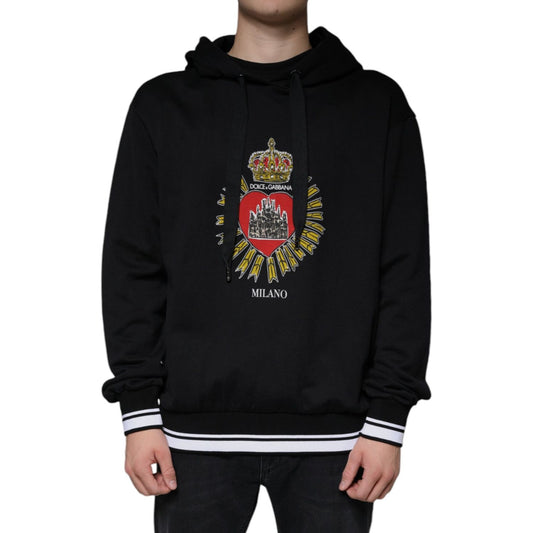 Dolce & Gabbana Black Sacred Heart Crown Hooded Sweatshirt Sweater Dolce & Gabbana