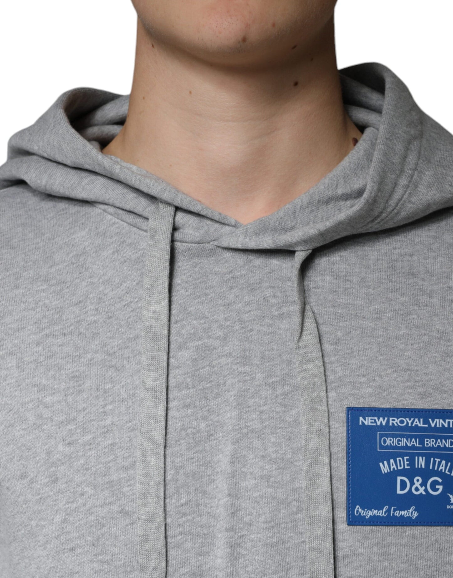 Dolce & Gabbana Gray Cotton Logo Hooded Sweatshirt Sweater Dolce & Gabbana