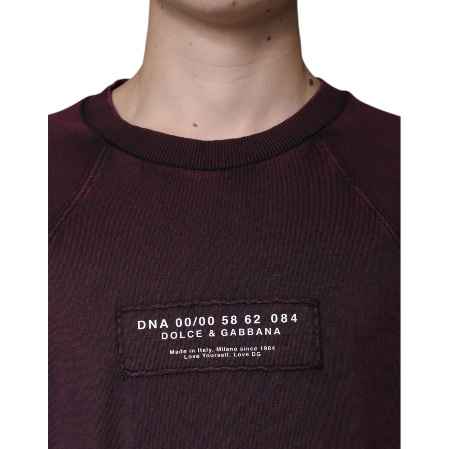 Dolce & Gabbana Maroon Logo Crew Neck Men Sweatshirt Sweater Dolce & Gabbana