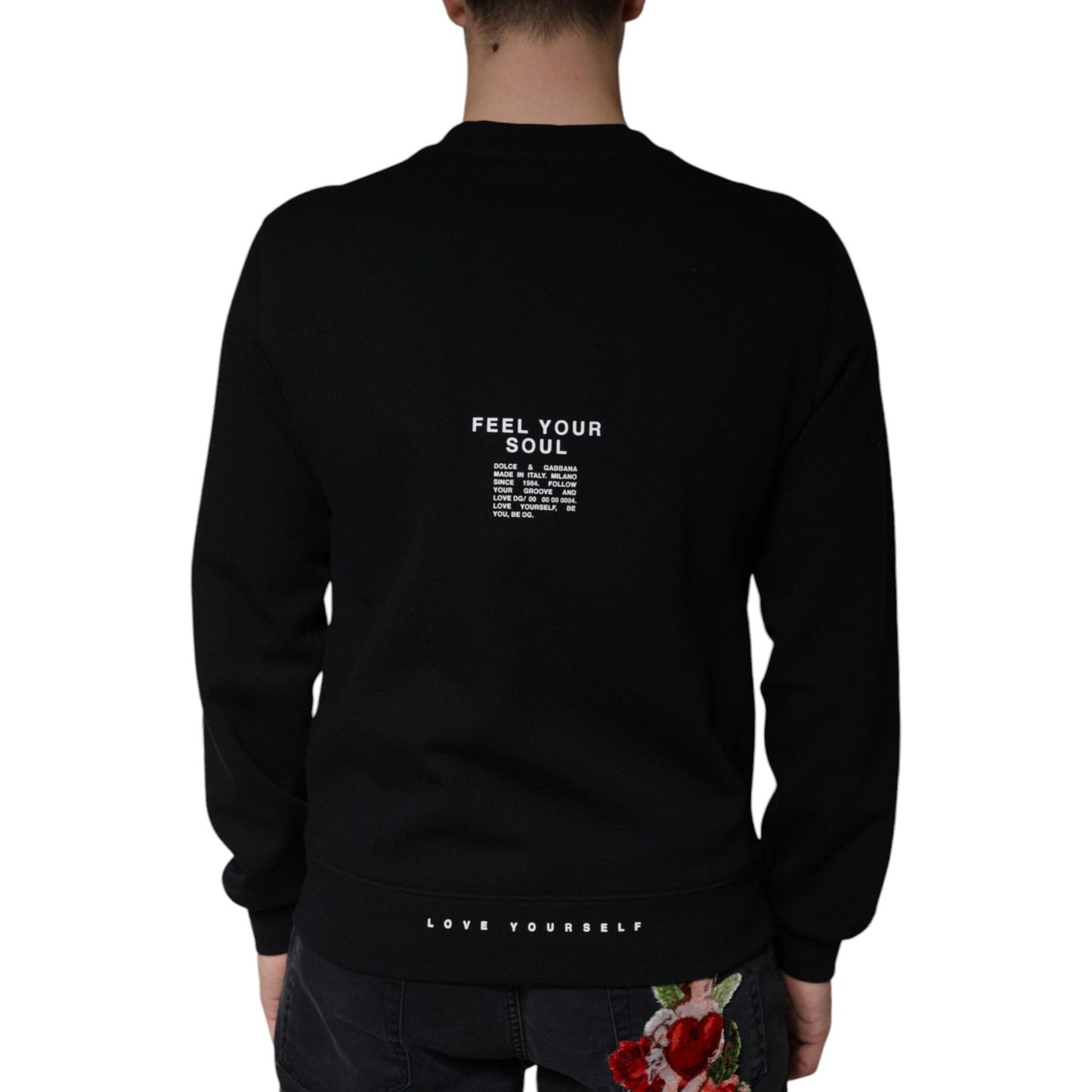 Dolce & Gabbana Black Logo Print CrewNeck Sweatshirt Sweater Dolce & Gabbana