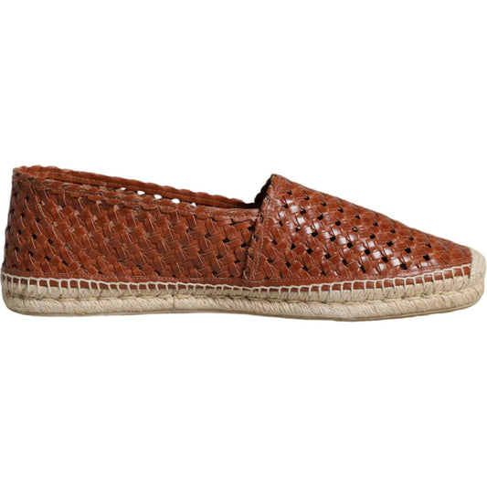 Dolce & Gabbana Maroon Woven Leather Men Espadrille Shoes Dolce & Gabbana