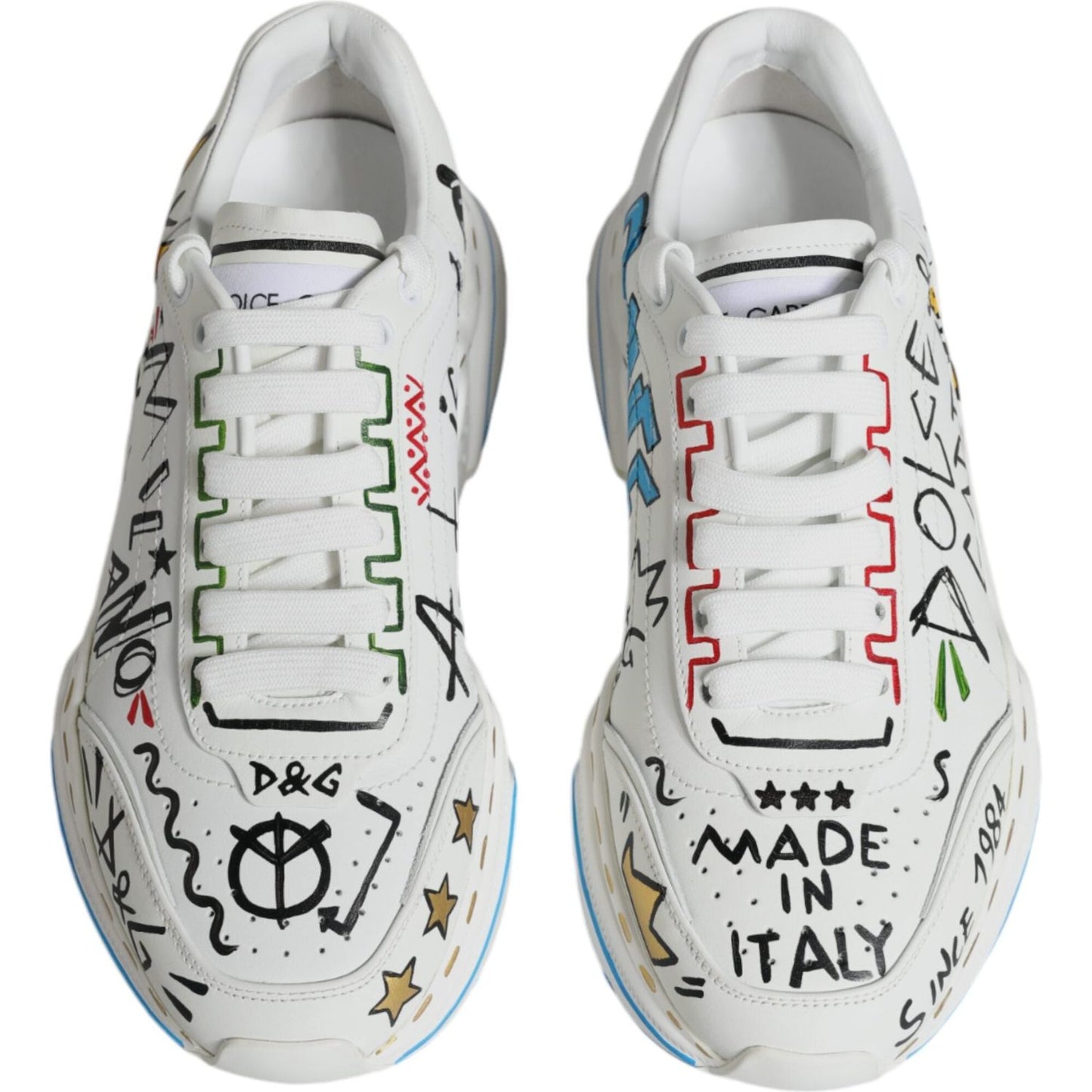 Dolce & Gabbana White Daymaster Hand Painted Sneakers Shoes Dolce & Gabbana