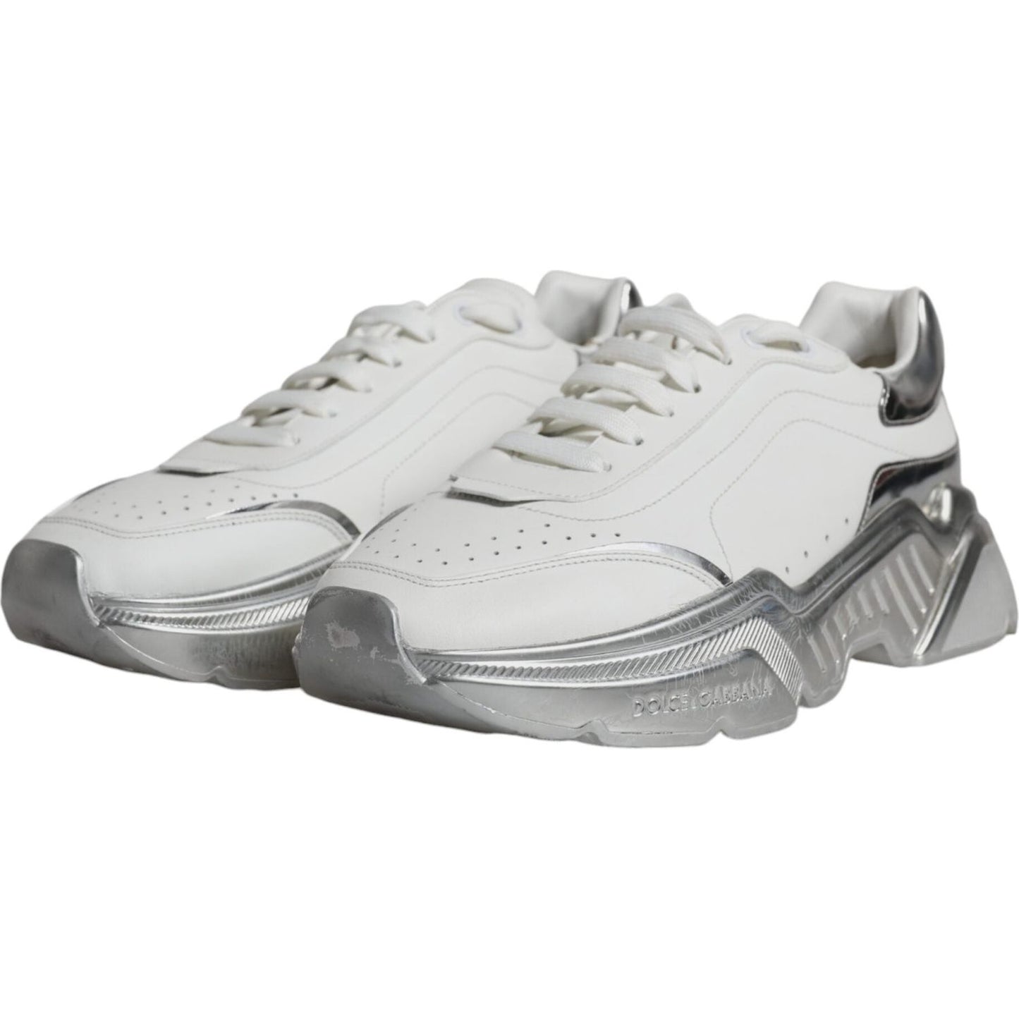 Dolce & Gabbana White Silver Daymaster Low Top Sneakers Shoes Dolce & Gabbana