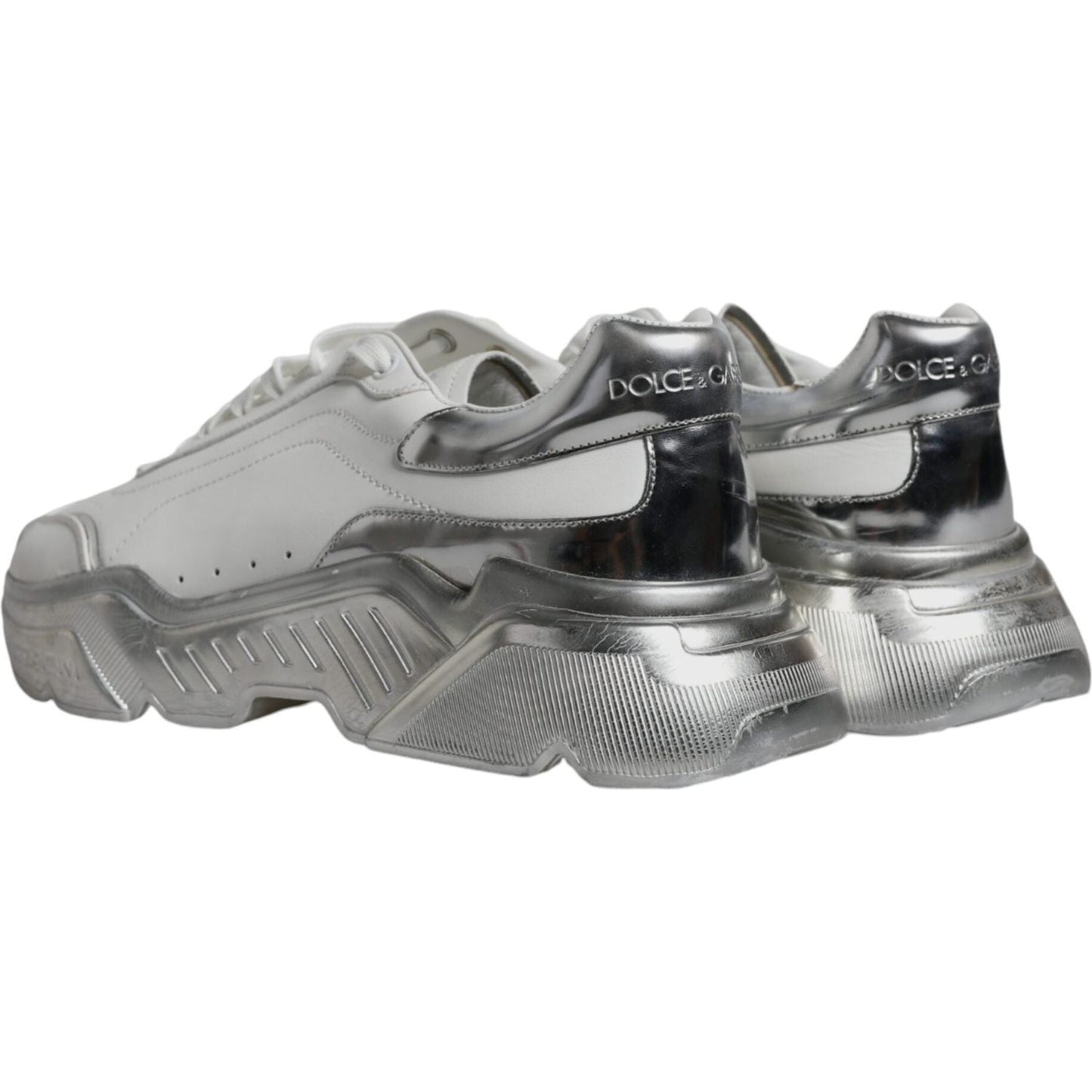 Dolce & Gabbana White Silver Daymaster Low Top Sneakers Shoes Dolce & Gabbana